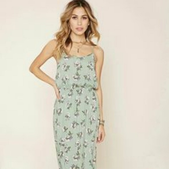 Green Floral Maxi Length Dress - Picture 1 of 5